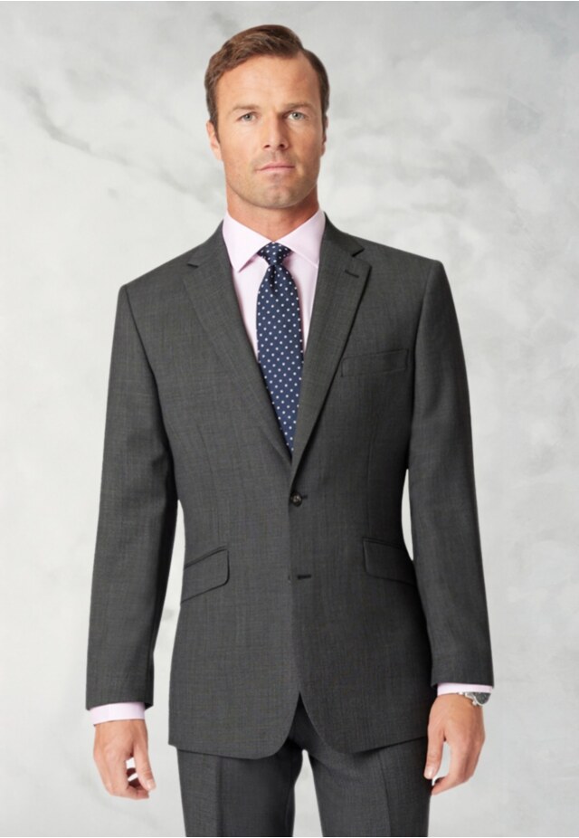 Tailored Fit Dawlish Charcoal Birdseye Wool Suit Jacket