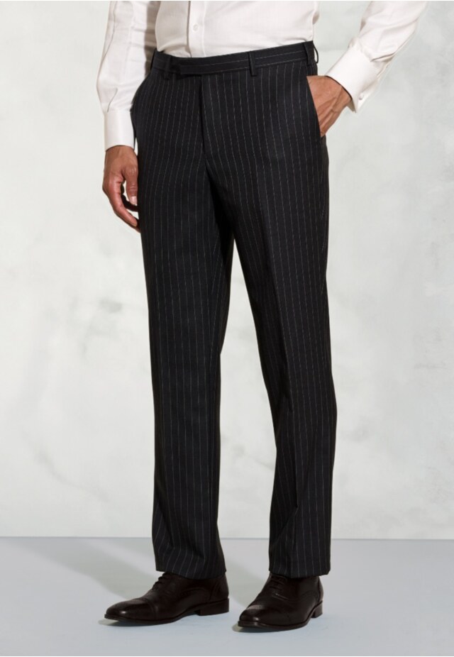 Regular Fit Epsom Grey Pinstripe Wool Suit Pants