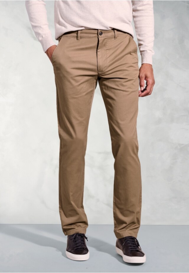 Tailored Fit Leo Tan Stretch Cotton Chinos