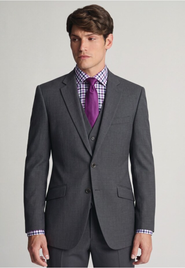 Tailored Fit Aldwych Mid Grey Washable Suit - Vest Optional