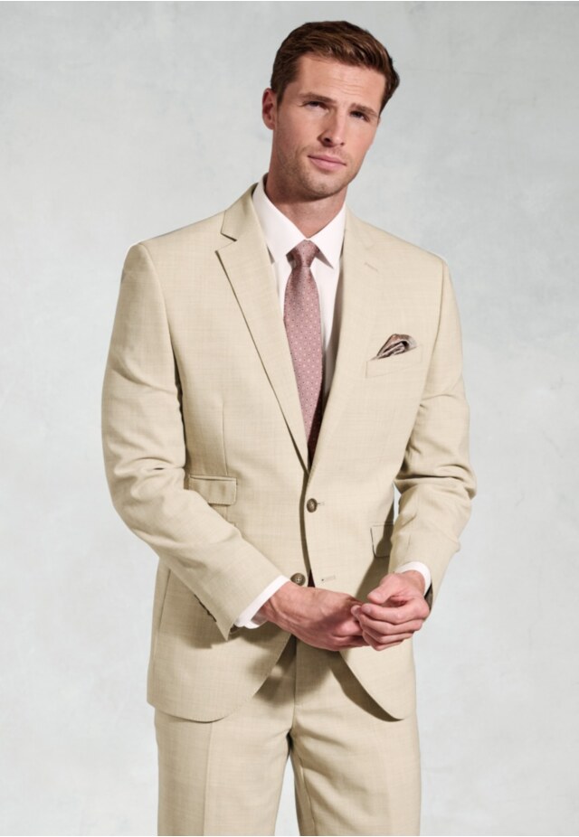 Tailored Fit McKellen Natural Wool Linen Blend Suit - Vest Optional