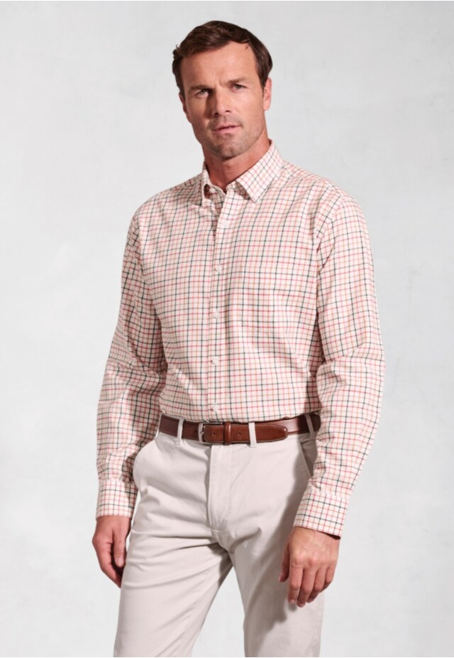 Regular Fit Red Tattersall Check Cotton Shirt