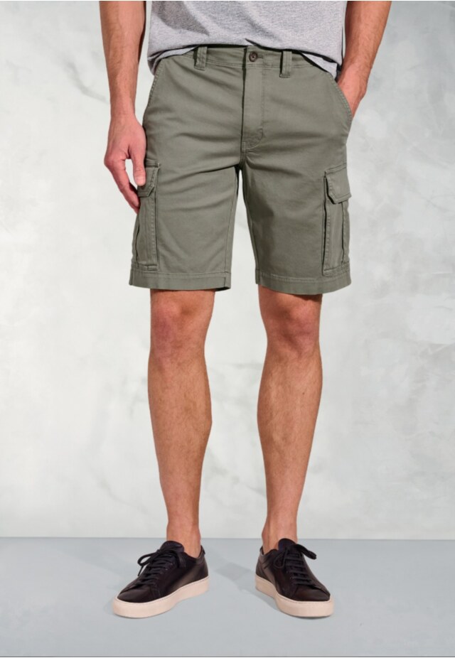 Statham Khaki Stretch Cotton Cargo Shorts