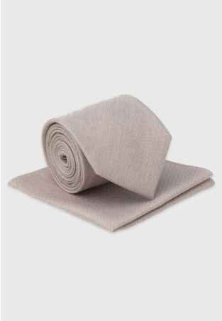 Champagne Silk Blend Tie & Hanky Set