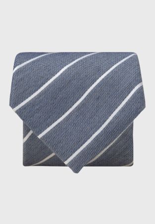 Blue Butchers Stripe Textured Silk Blend Tie