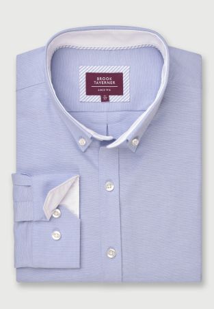 Tailored Fit Sky Blue Stretch Oxford Cotton Shirt