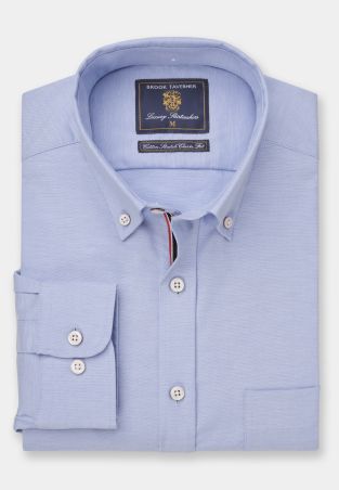 Regular Fit Blue Stretch Oxford Cotton Shirt
