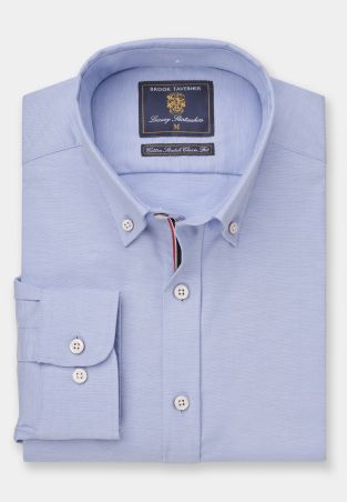 Tailored Fit Blue Stretch Oxford Cotton Shirt