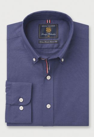 Tailored Fit Dark Blue Stretch Oxford Cotton Shirt