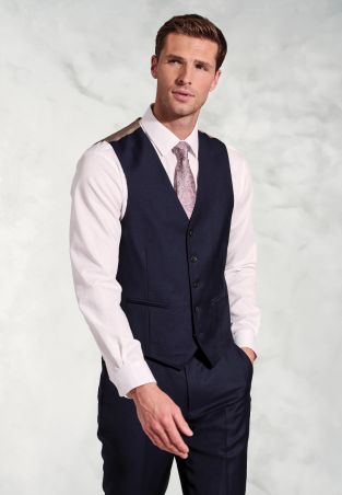 Tailored Fit Affleck Navy Wool Suit Waistcoat