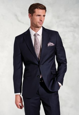 Tailored Fit Affleck Navy British Wool Suit  - Vest Optional