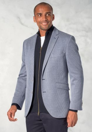 Tailored Fit Becker Blue Knitted Puppytooth Jacket