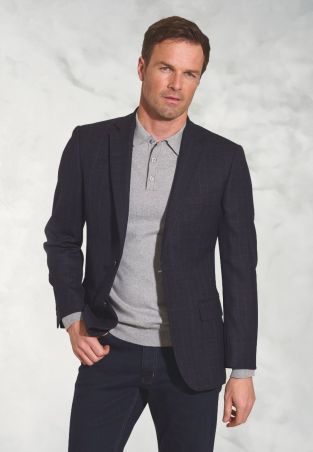 Regular Fit Camberley Navy Check Pure New Wool Jacket