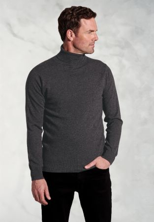Charcoal Cashmere Roll Neck Jumper