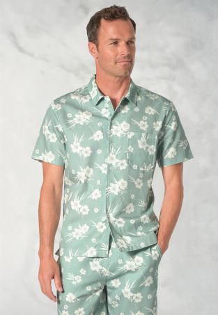 Connors Seagrass Cotton Linen Floral Shirt