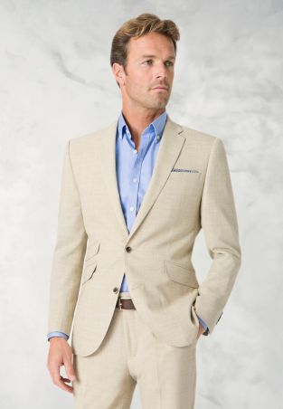 Tailored Fit Constable Natural Linen Blend Suit - Vest Optional