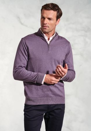 Copenhagen Lavender Cotton Merino Zip Neck Jumper