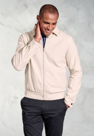 Craig Ecru Linen Blend Harrington Jacket