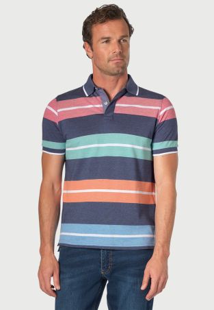 Devizes Indigo Hoop Soft Handle Pique Polo Shirt