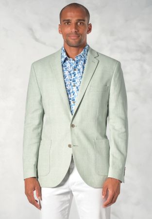 Tailored Fit Doherty Mint Cotton Linen Herringbone Jacket
