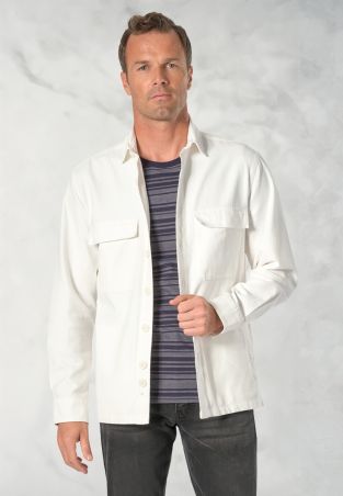 Dwight Off White Pure Cotton Cavalry Twill Overshirt