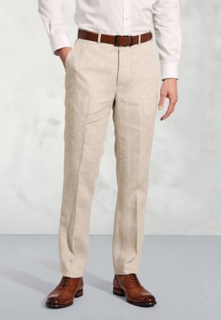 Tailored Fit Eastwood Sand Pure Linen Suit Pants
