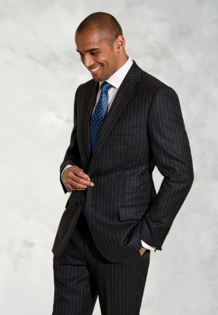Regular Fit Epsom Grey Pinstripe Wool Suit Jacket