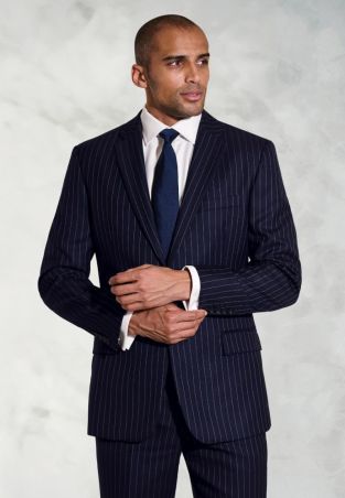 Regular Fit Epsom Navy Pinstripe Wool Suit