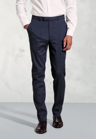 Tailored Fit Grant Navy Linen Blend Suit Pants