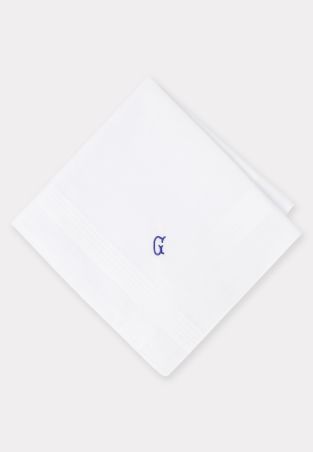 Pure Cotton Initial G Hankies x 3