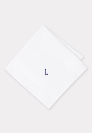 Pure Cotton Initial L Hankies x 3