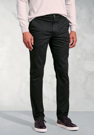Tailored Fit Leo Black Cotton Stretch Chinos