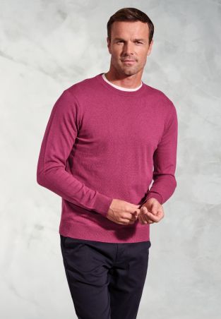 London Raspberry Cotton Merino Crew Neck Jumper