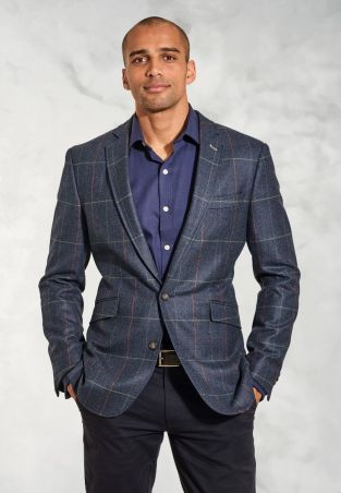 Tailored Fit Magnum Navy Check Wool Jacket