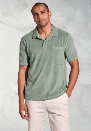 Milton Sage Cotton Rich Terry Towelling Polo Shirt