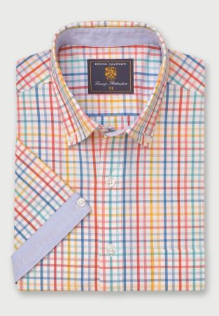 Regular Fit Multicoloured Check 'Portofino' Short Sleeve Shirt