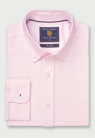 Regular Fit Pink Stripe Oxford Cotton Shirt
