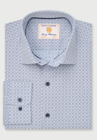 Regular Fit Blue Diamond Print Shirt