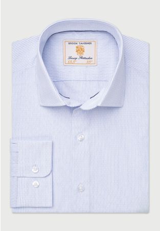 Tailored Fit Sky Blue Fine Stripe Shirt