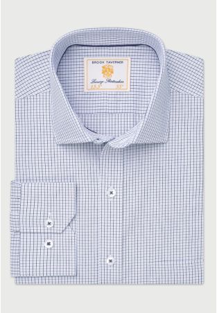 Regular Fit Blue Micro Check Oxford Cotton Shirt