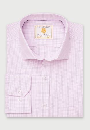 Tailored Fit Pink Micro Check Oxford Cotton Shirt