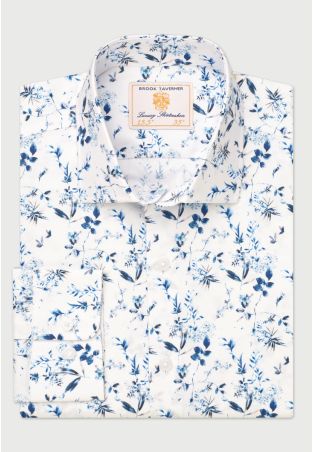 Tailored Fit Blue Leaf Print 'Occasion' Shirt