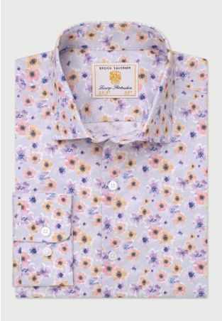 Tailored Fit Grey Poppy Print 'Occasion' Shirt