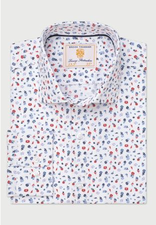 Tailored Fit Red Ditsy Floral Shirt