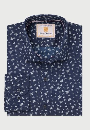 Tailored Fit Navy Ditsy Floral Shirt