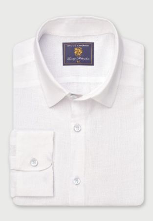Regular Fit White Pure Linen Shirt