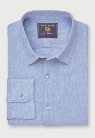 Regular Fit Blue Pure Linen Shirt