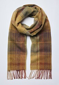 Mustard and Rust British Lambswool Check Scarf