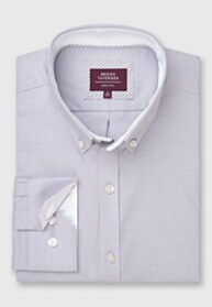 Tailored Fit Grey Stretch Oxford Cotton Shirt