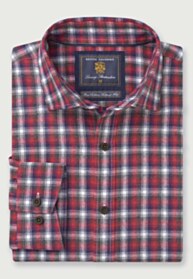 Tailored Fit Red Check 35" Sleeve Cotton Shirt